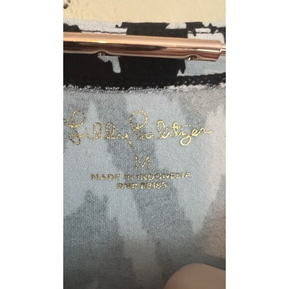 Lilly Pulitzer Sophie Upf 50+ Shift Dress Onyx Get Your Chev On Black White M - Picture 3 of 9